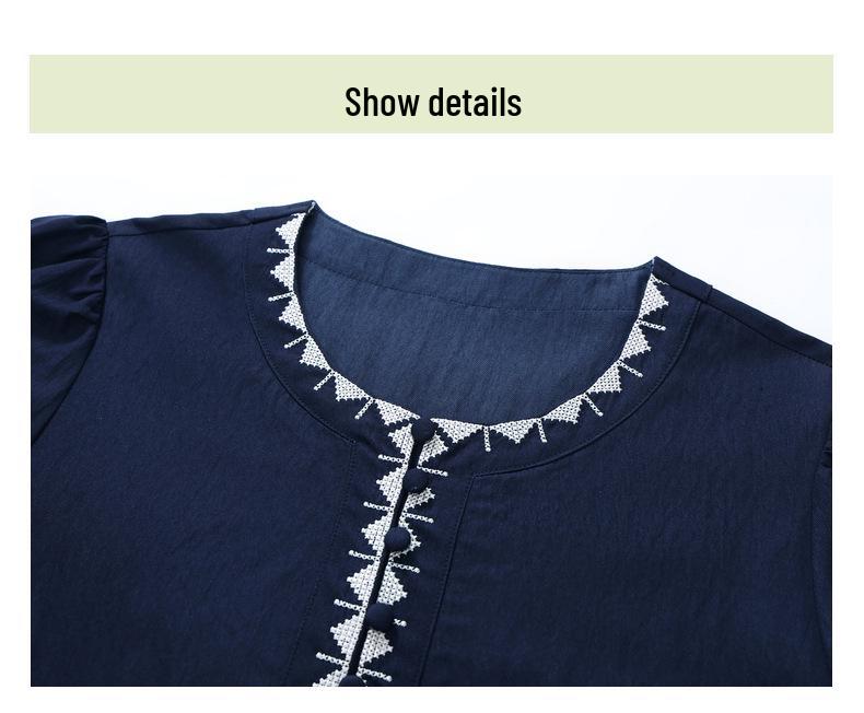 Elegant Summer Casual Suit for Women: Loose Two-Piece Set with Mid-Sleeves, Perfect for Women Aged 40 and Above.