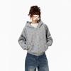 Grey Star-printed Hooded Cardigan Sweater Men's and Women's Autumn Loose and Versatile Design Zipper Casual Jacket