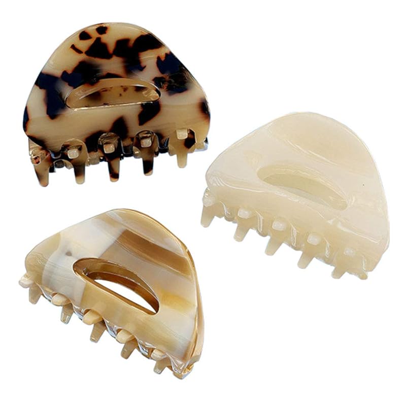 VinBee 3 PACK Hair Claw Clips, Cellulose Acetate Cutout Tortoise Shell Barrettes Claw Clips, Celluloid Leopard Print Stylish Hair Accessories for