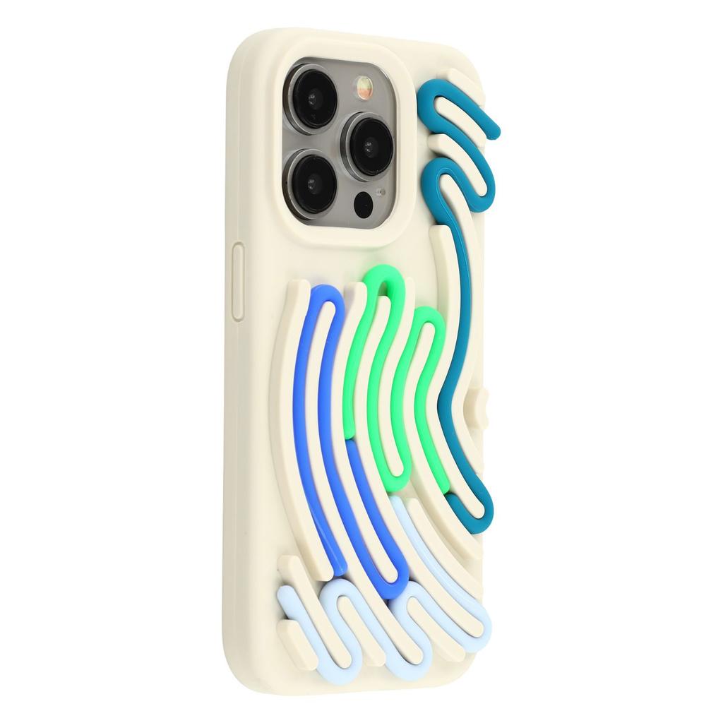 For iPhone 14 Pro Max Case 3D Stress Relief DIY Colorful Bar Silicone PC Phone Cover Arc Stripe