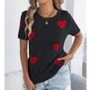 Women's Casual Fashion Contrasting Short Sleeved Knitted Shirt Top Knitted Shirt Top