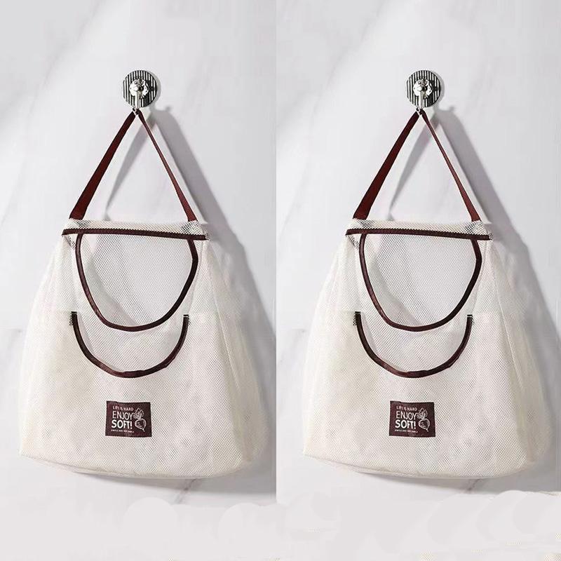 1/2pcs Breathable Mesh Storage Bag Kitchen Wall Hanging Organizer Bag for Garlic Potatoes Onions Storage Bag Multifunction