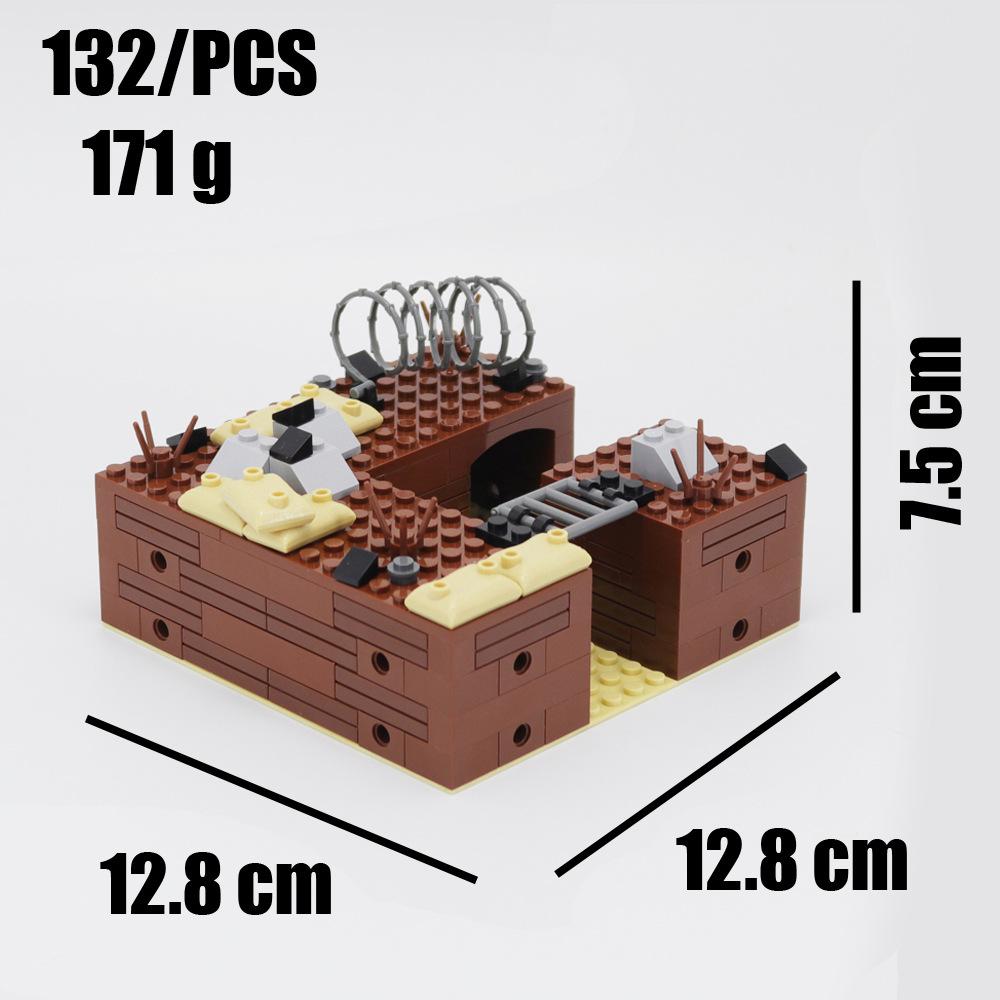 Small Particle Assembled Building Block Trench Fortress Bunker Military Series Battlefield Modular Scene Ornament