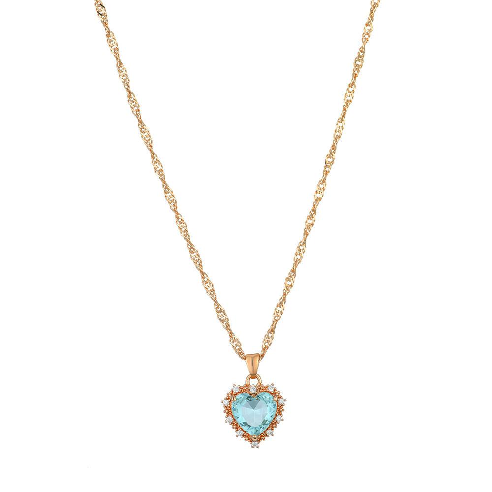 

Heart Unique Alloy Necklace With Sparkling Rhinestones For Vibrant Fashion Statements небесно-голубой