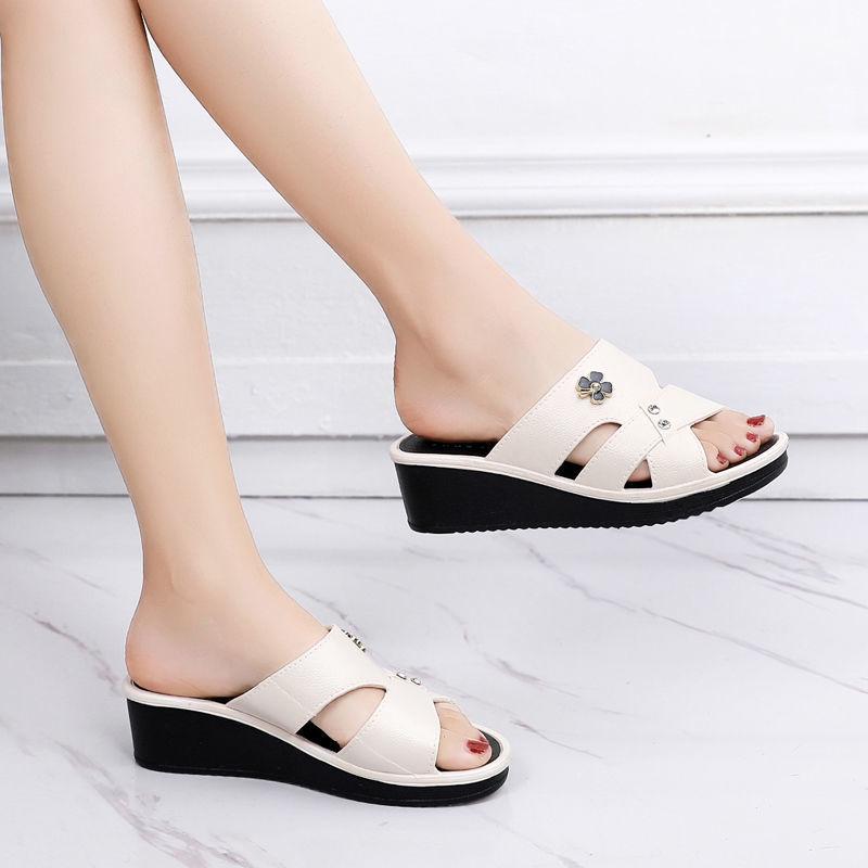 Dámské letní venkovní pantofle na klínku s tlustou podrážkou a protiskluzovou úpravou na pláž a domů