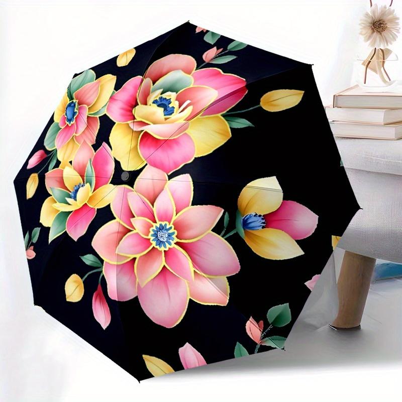 1pc Floral PatternAutomatic Folding Umbrella, Portable & Foldable Design with 8 Ribs, Casual Outdoor Accessory yy250804281