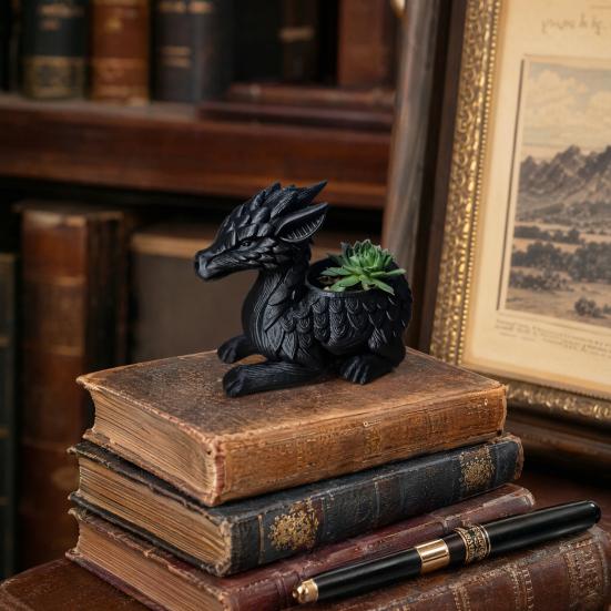 3D Printed Dragon Planter Pot, Mini Succulents Herb Plants Flower Pot, Indoor Outdoor Plants Container, Home Balcony Desktop Decoration