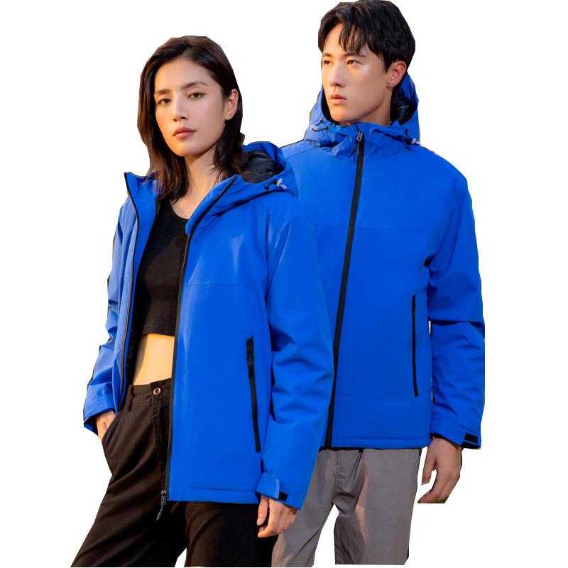Men's and Women's Cotton-Padded Jacket: Thick, Warm, Hooded, Customizable Logo Windbreaker for Outdoor Work