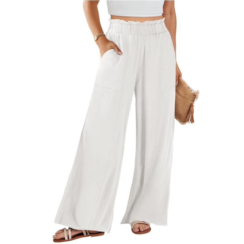 Women Cotton Linen Loose Straight Casual Long Pants For Ladies