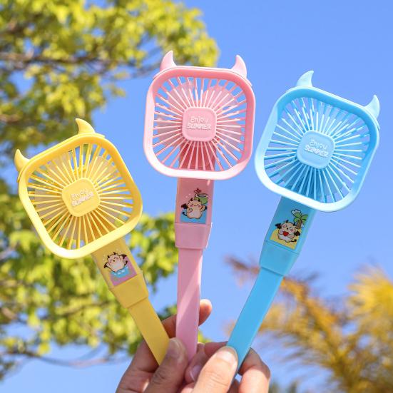 Mini Cooling Fan with Flexible Long Handle 3 Speed USB Rechargeable Devil Horn Handheld Desk Fan Portable Travel Outdoor Personal Fan
