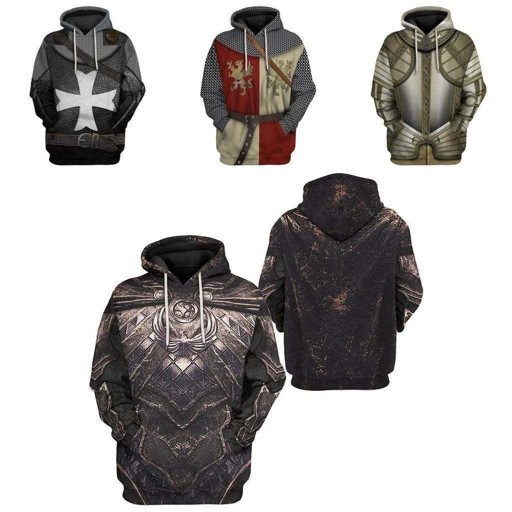 Medieval Knight Hoodie Pullover For Men And Women With Vibrant 3d Printing Design