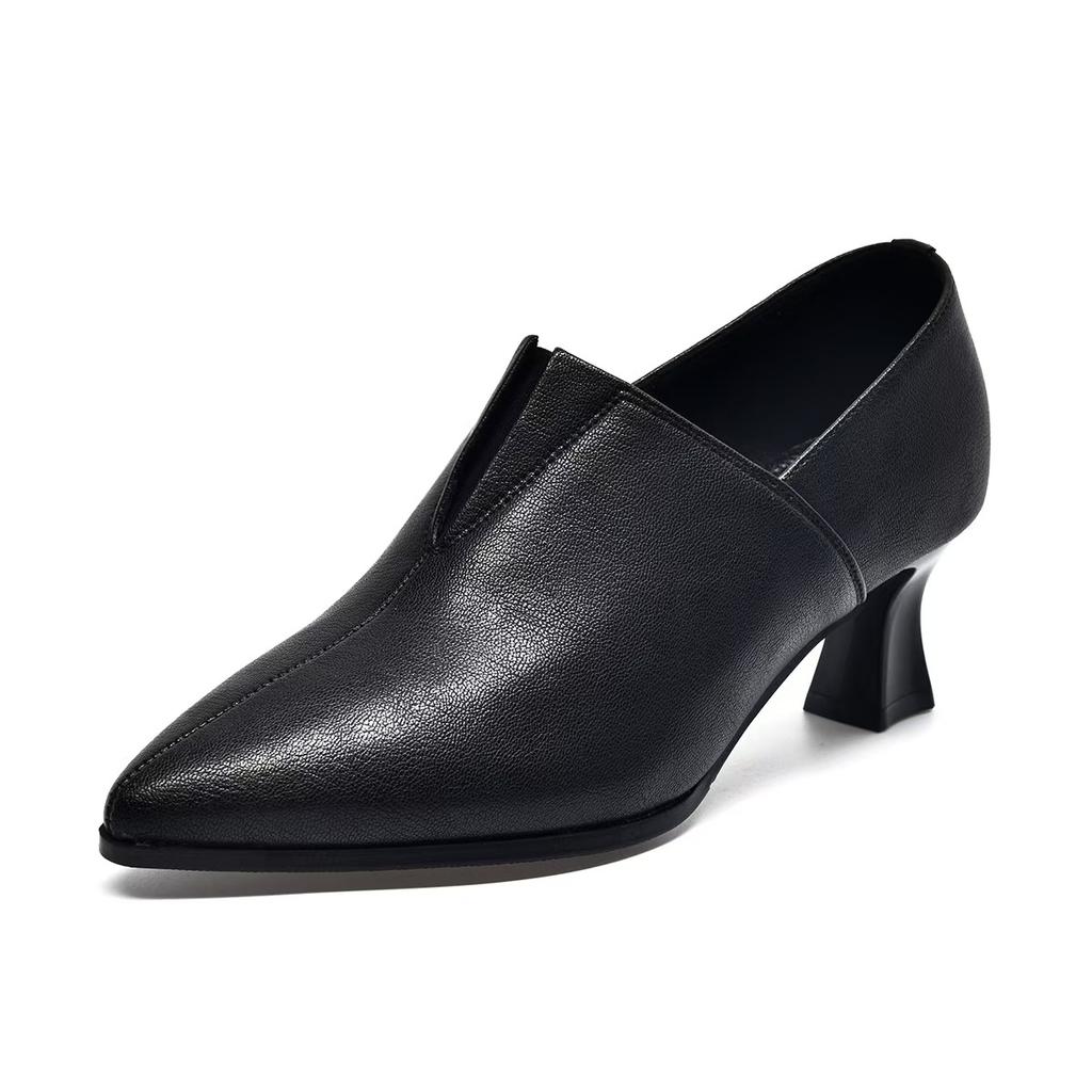 Pointed high heels women's autumn and winter new deep mouth single shoes thin high heels women's shoes one pedal fashion shoes