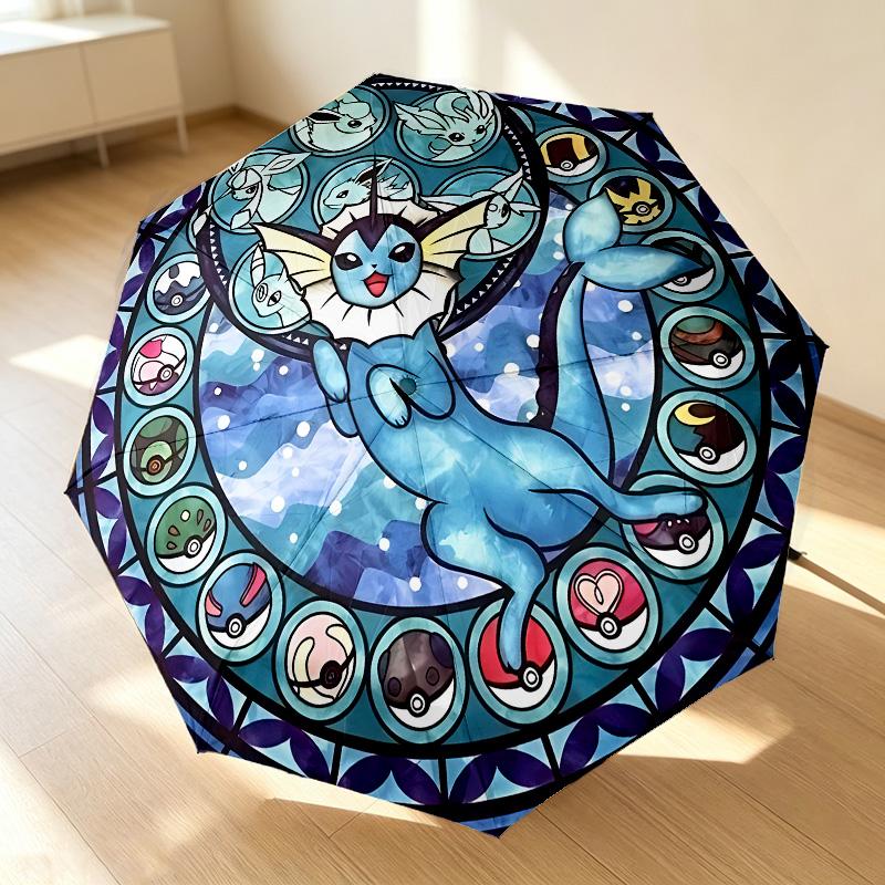 Pokemon Glass 8 Ribs 3Fold Black Glue Uv Protection Umbrella Sun Protection Rainproof Compact Folding Umbrella For Travel Daily Use C923302