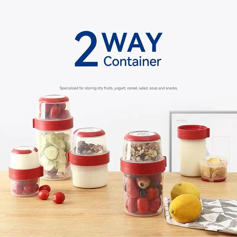 300/480/670/870/1070ML Oatmeal Nut Yogurt Salad Cup Food Storage Box Seal Container Set 2-layer Crisper Cup Sauce Cup Lunch Box