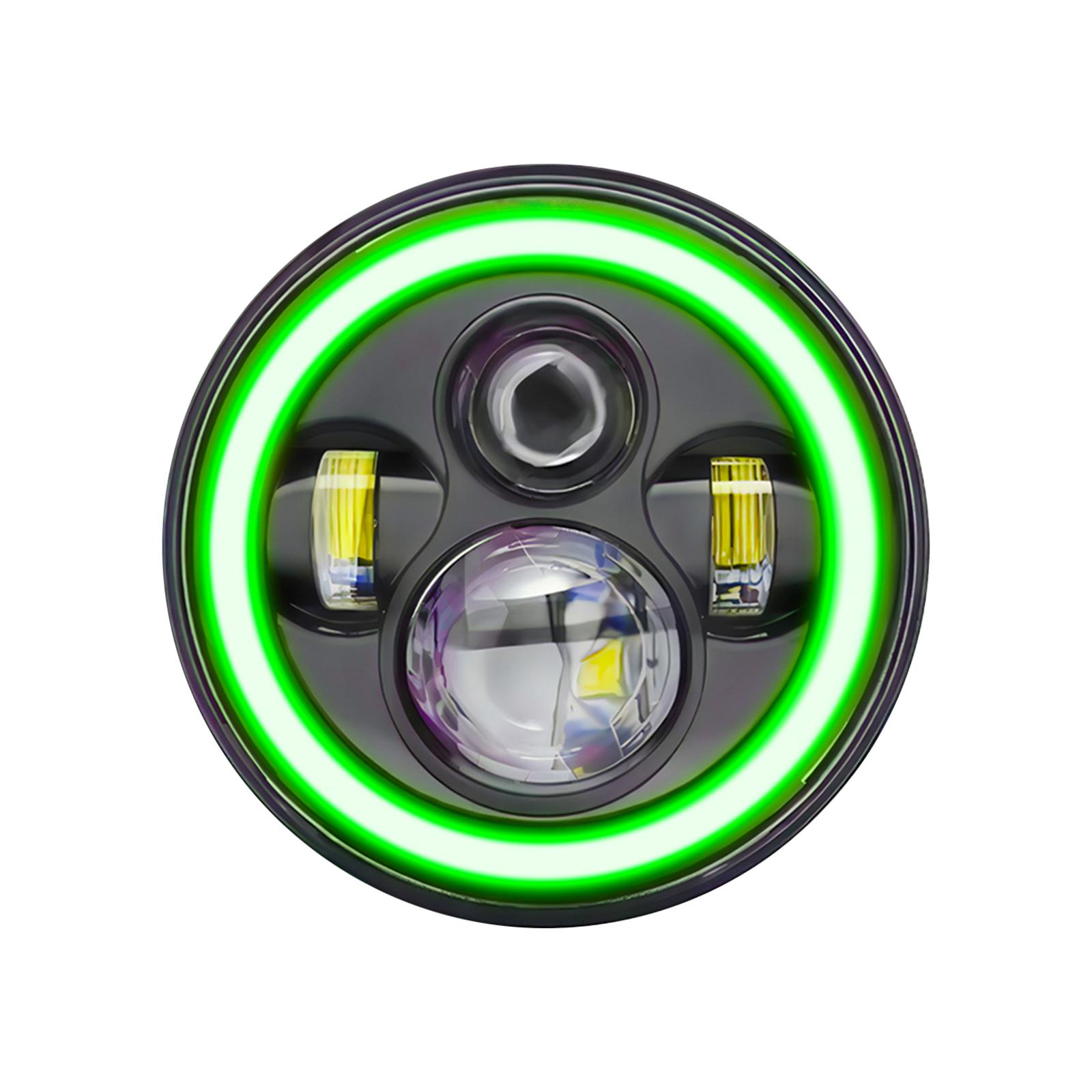 

2 шт., 7-дюймовые автомобильные, мотоциклетные, светодиодные фары с сигналом поворота DRL, ближний свет, дальний свет, красные угловые глаза, 7 дюймов 1pcs & green light