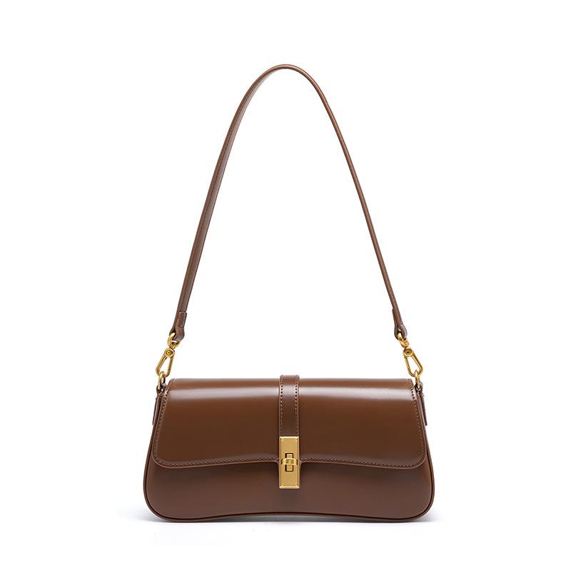 High-Quality Cowhide Baguette Shoulder Bag – 2025 Women's Versatile Armpit/Messenger Style