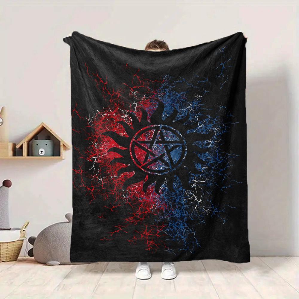1pc Supernatural Symbols Blanket, Lightweight Flannel Throw Blanket for Sofa, Bed, Travel, Camping, Living Room, Office, Couch, Chair, and Bed