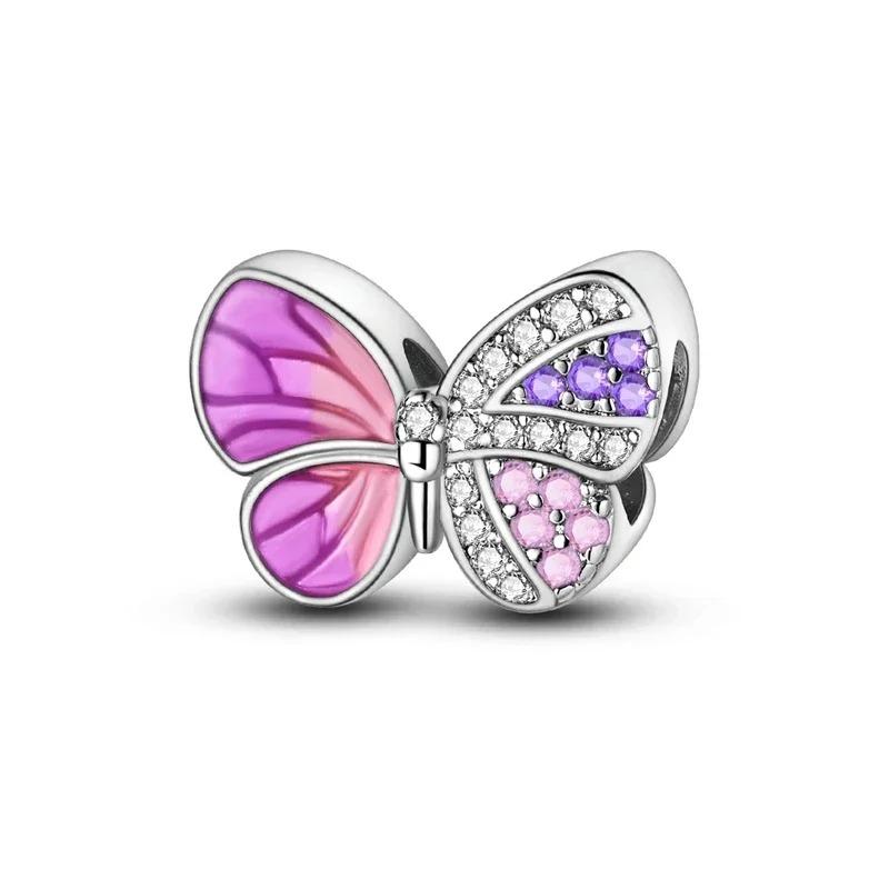 Fashion 925 Silver Colorful Butterfly Dragonfly Hummingbird Spring Series Charms Beads Fit 925 diy Bracelet Jewelry