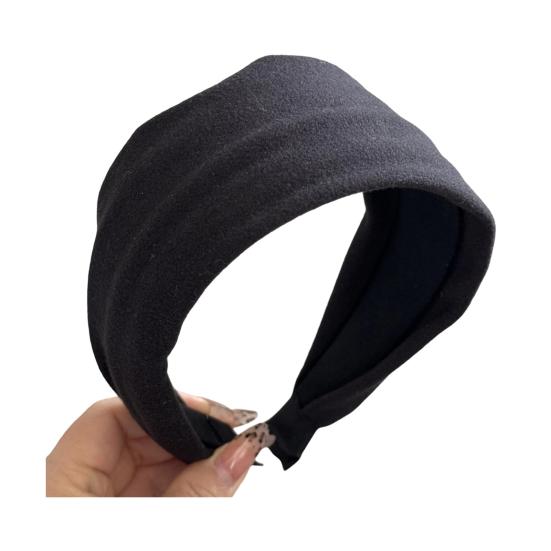 

Wide-brimmed Headband Thickened Sponge Filling Soft Knitted Fabric Hair Hoop Autumn чорний