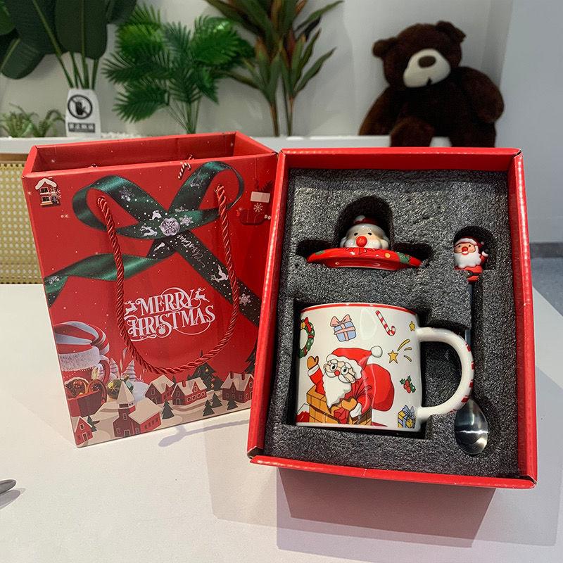 Creative Cartoon Santa Claus Cup Ceramic Coffee Cups Christmas Holiday Gift Hand-painted Water Cup Souvenir Mug Drinkware