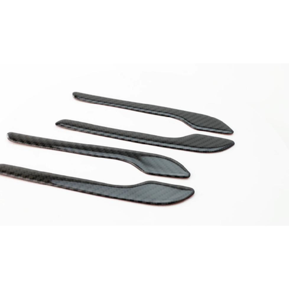 4pc Carbon Fiber Side Door Push Handle Decoration Cover Trims For 17-up Tesla 3