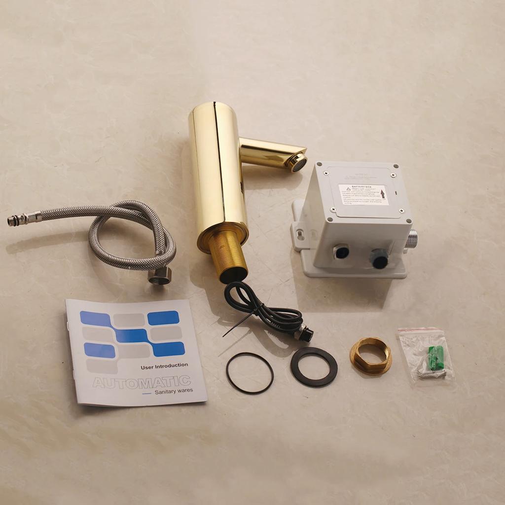 YANKSMART Golden Plated Solid Brass Automatic Sensor Free Touch Chrome Polish Bathroom Basin Sink Faucet Water Mixer Tap Faucet