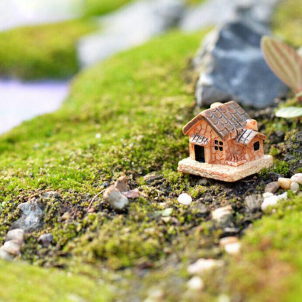 Garden Ornament Home Decor Moss Cottages Mini Small House Micro Landscape Figurines & Miniatures