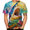 Summer Horror Great White Short Sleeve Fun 3D Colorful Printed Men's T-shirt Plus Size Loose Everyday Casual Comfortable Round-neck T-shirt