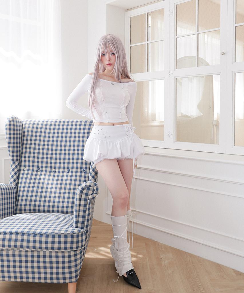 Chelikwili Corset Bubble Skort - White