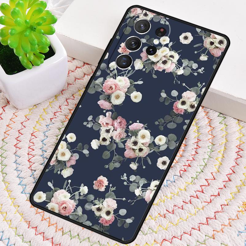 Midnight Floral Silicone Phone Case For Samsung Galaxy note 10 pro S26 S25 S24 S23 S22 S21 Plus S25Ultra Capa Cover