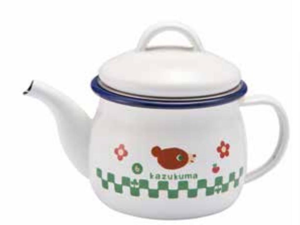 Toyoho Kazukuma Enamel Teapot (with tea strainer) White Size: Approx. W18 D10.6 H12.5 KAZ-2406