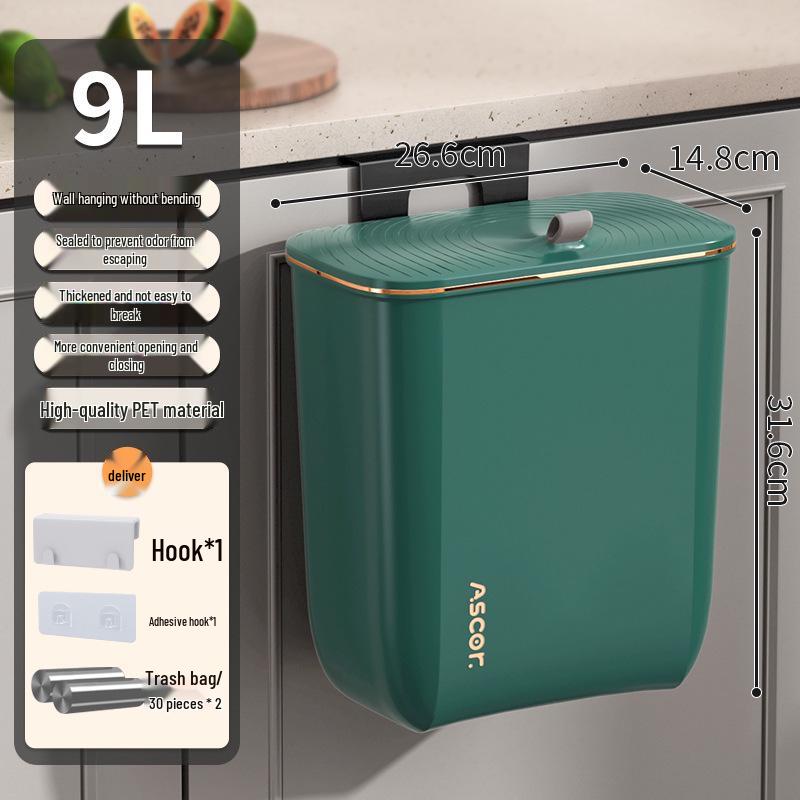 Wall-Mounted Kitchen & Bathroom Trash Can with Lid – Stylish, Large Capacity Waste Bin for Home