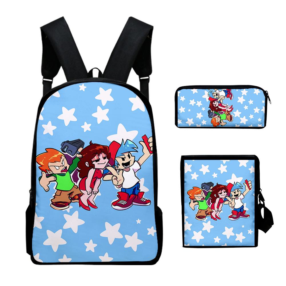 Popular Novelty Friday Night Funkin 3D Print 3pcs/Set School Bags Laptop Daypack Backpack Inclined shoulder bag Pencil Case