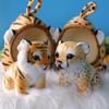 Simulated Tiger Plush Toy with Portable Bed Soft Fluffy PP Cotton Stuffed Giraffe Leopard Lion Animal Plushie Doll Home Decoration Kids Birthday Gift