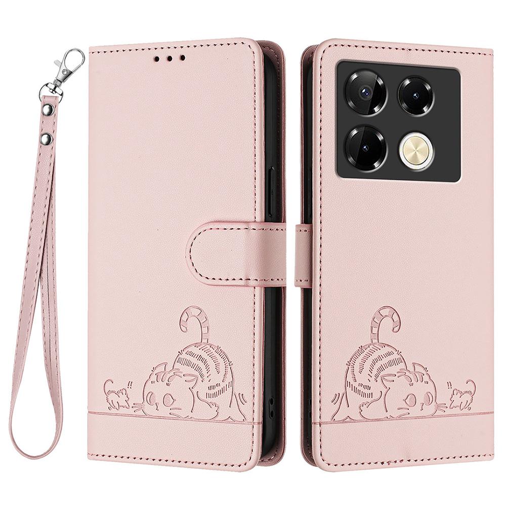 For Infinix Note 40 Pro 5G Case with Strap RFID Blocking Leather Wallet Phone Cover Cat Mouse Pattern