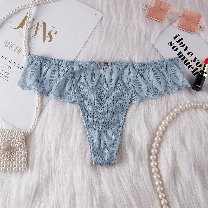 Damen Strings Unterwäsche Weibliche Intimwäsche T-Back G-String Sexy Transparent Spitze Low-Rise Slips Dessous Für Frau