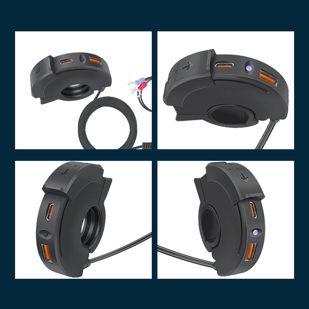 12V New Motorcycle USB Fast Charger Waterproof Socket With Type C Cell Phone Port Power Outlet Mobile Chargers Plug For Moto