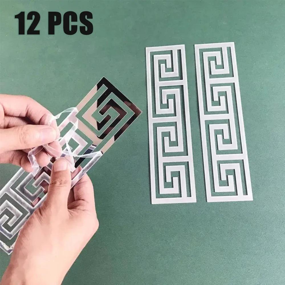 12 buc 20x5cm Autocolant Oglindă 3D Autoadeziv Linie Talie DIY Autocolante de Perete pentru Camera de Zi Tavan Bordură Colț Decor de Perete