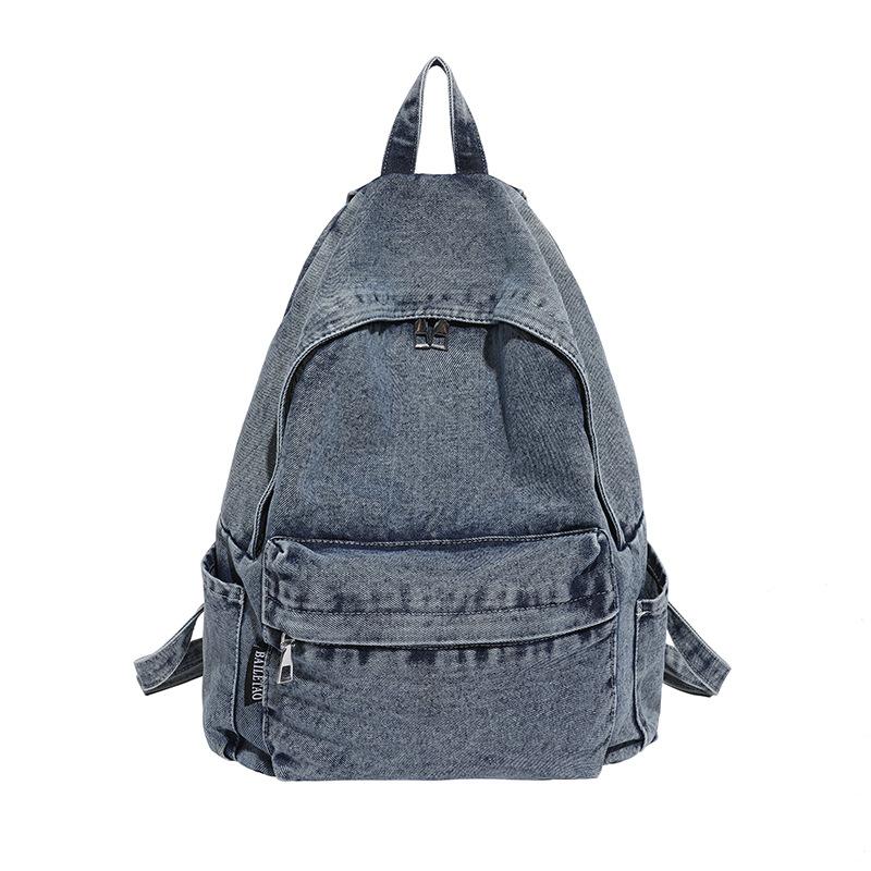 Summer new design new fashion denim women's bags trendy retro large capacity simple shoulder backpack