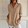 Women's Casual Loose Fit Long Sleeve Striped Shirt with Collar - Blouse Top for Everyday Wear