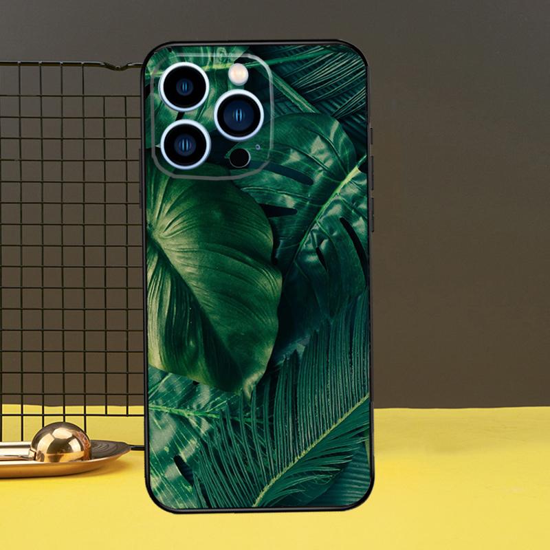 Tropical Leaves Case For iPhone 15 14 13 12 11 Pro Max X XR XS 7 8 Plus SE 2022 12 13 Mini Bumper Cover
