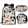 Cool Girls Printing Anime 3Pcs/Set Daily Pack Pupil School Carry Carrier Kid Sweet Outing Backpack Children Birthday Gift
