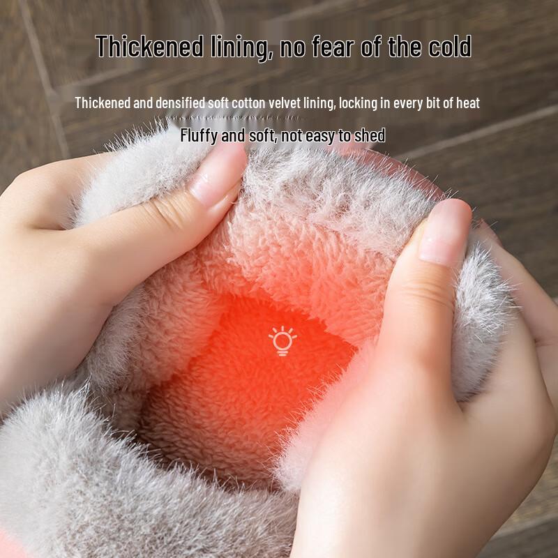 Waterproof Leather Plush-Lined Slippers