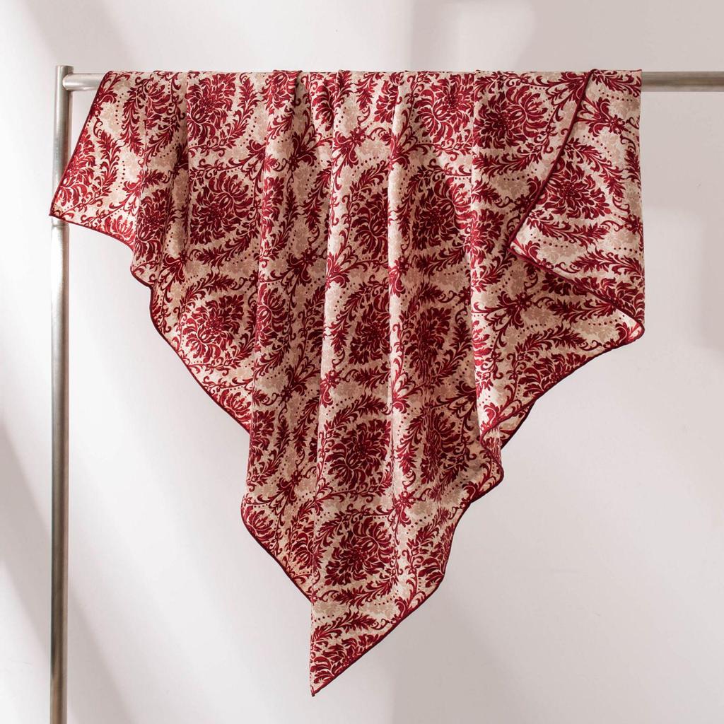 Women's Retro Square Scarf: Fashionable Wool Neck Warmer & Sun Protection Shawl