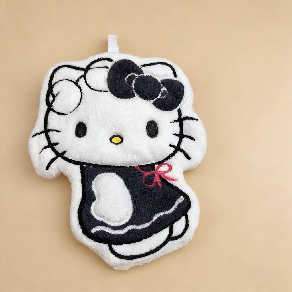 Children's Cute Cartoon Cat Hand Towel, Double-Layer Thick Coral Fleece, Hanging Design for Hand Washing