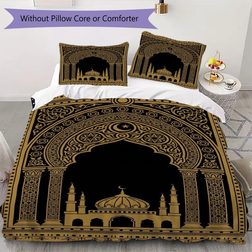 Muslim Pattern Bedding uilt Set uilt Cover Pillowcase Home Decoration Birthday Gift (1 * duvet cover + 2 * pillowcase  without core)129