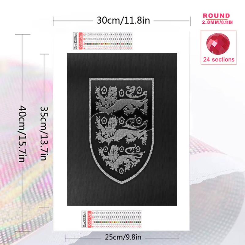 England national football logo Pattern  3pcs 100% Round Full Drill 5D DIY Diamond Painting Embroidery Cross Stitch Rhinestone Décor