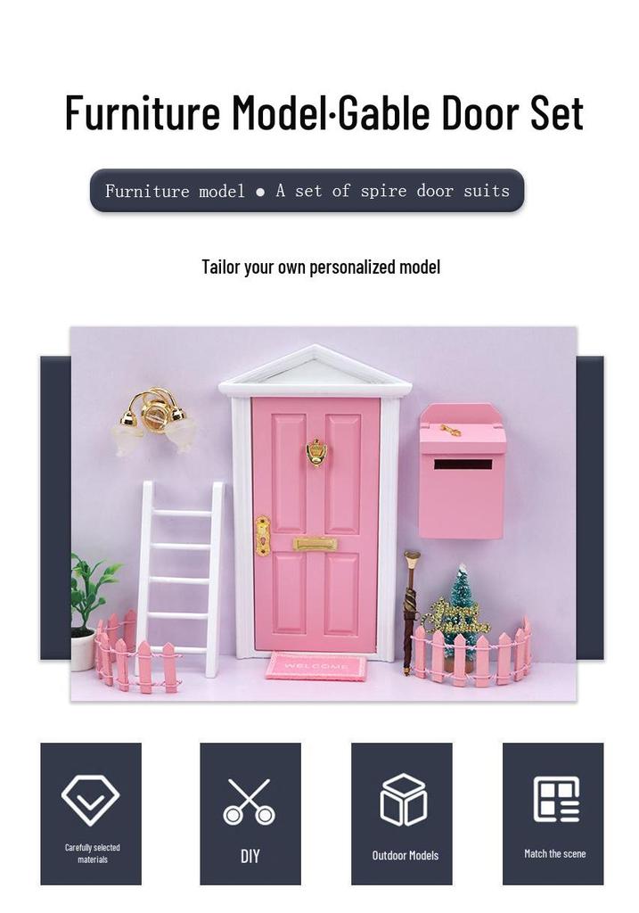 1:12 Mini Dollhouse Furniture Set - Wooden Door, Ladder, Fence, Mailbox Accessories for OB11 Dolls