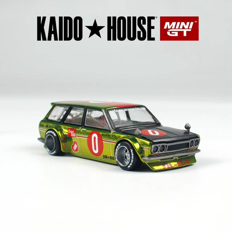 Kaido House + MINIGT Datsun KAIDO 510 Kombi OG Flo Gelb KHMG Leichtmetallfelgen Modell 164