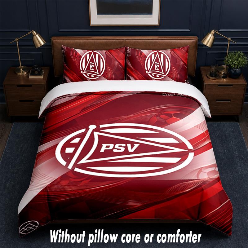 PSV Eindhoven FC Design Bed Bedding Set 1 Duvet Cover + 2 Pillowcases Soft Breathable Household Bed Linens